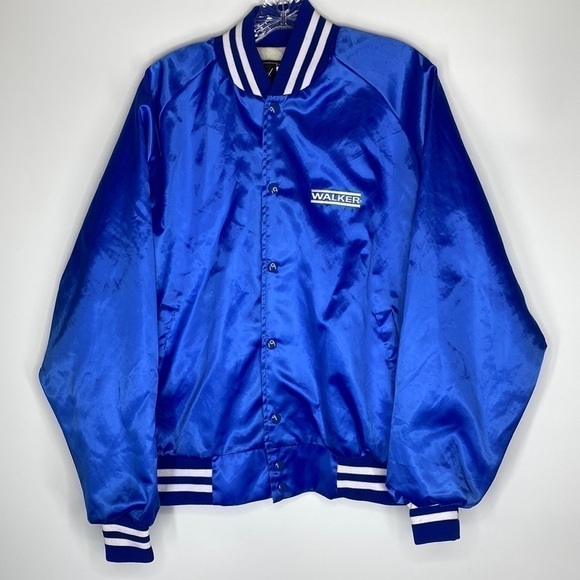 Girard Other - Vintage Girard Blue Satin Nylon Walker Bomber Jacket Large USA